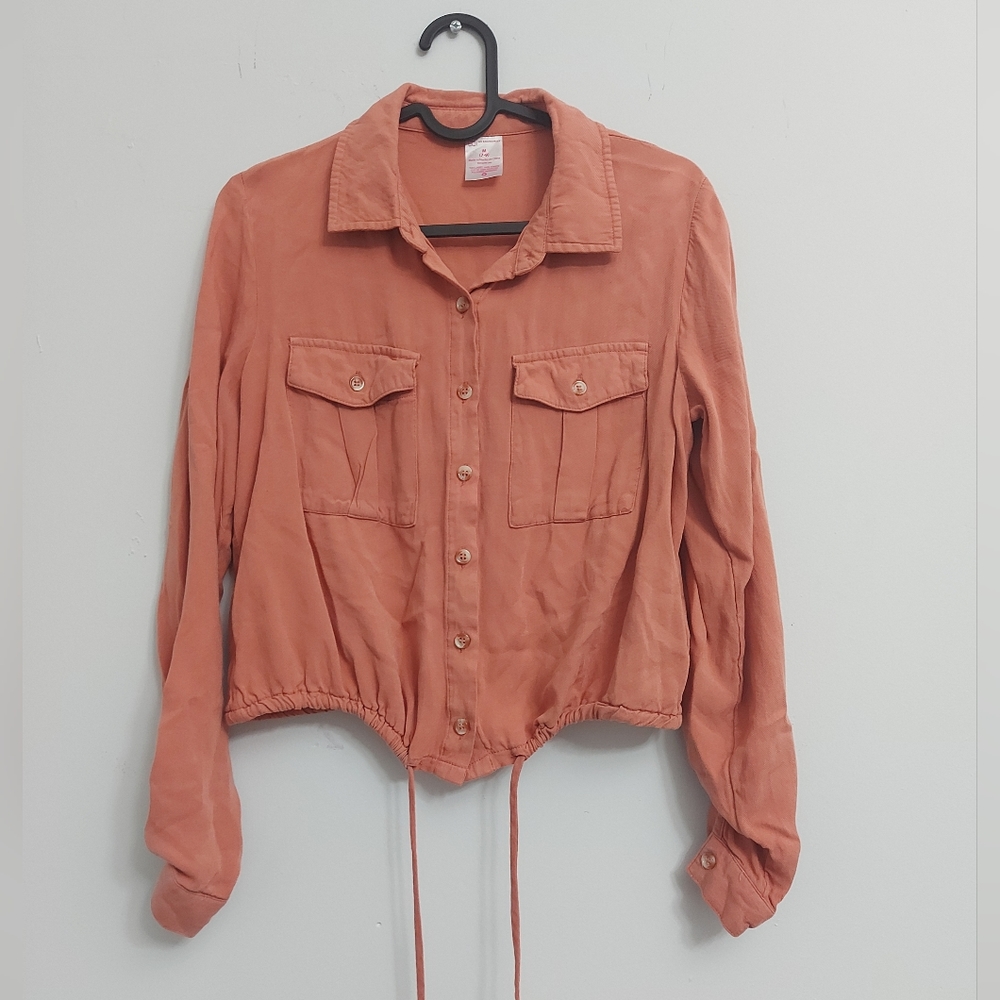 Peach button up shirt